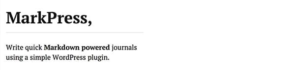 MarkPress: Markdown powered journal for WordPress